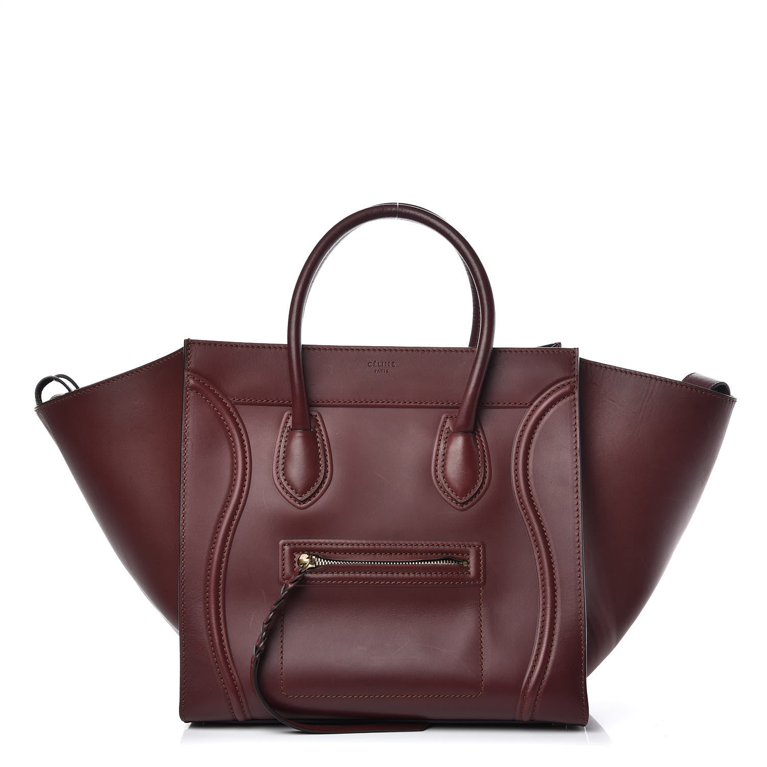 Celine Supple Calfskin Medium Phantom Luggage Burgundy 1 of 13