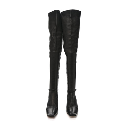 Christian Dior Nappa Over The Knee Bow Boots 37.5 Black 2 of 7