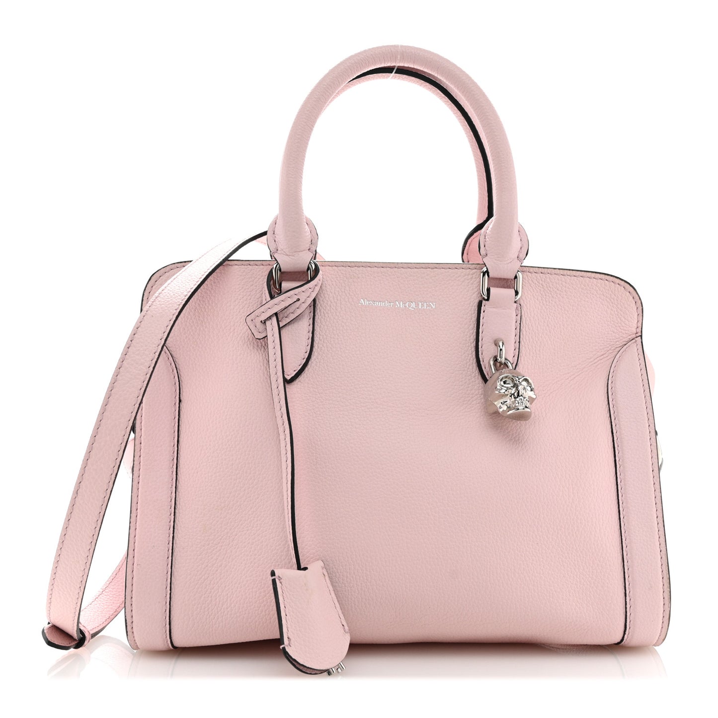 Calfskin Small Skull Padlock Zip Around Tote Baby Pink