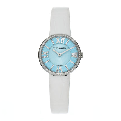 Tiffany Stainless Steel Calfskin Diamond Bezel 24mm Atlas 2-Hand Quartz Watch Tiffany Blue 1 of 4