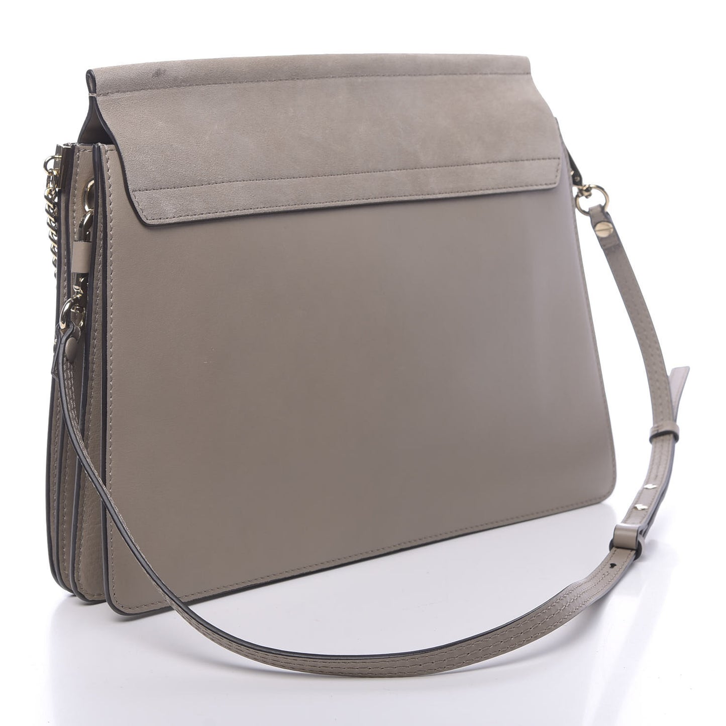 Calfskin Suede Medium Faye Shoulder Bag Motty Grey