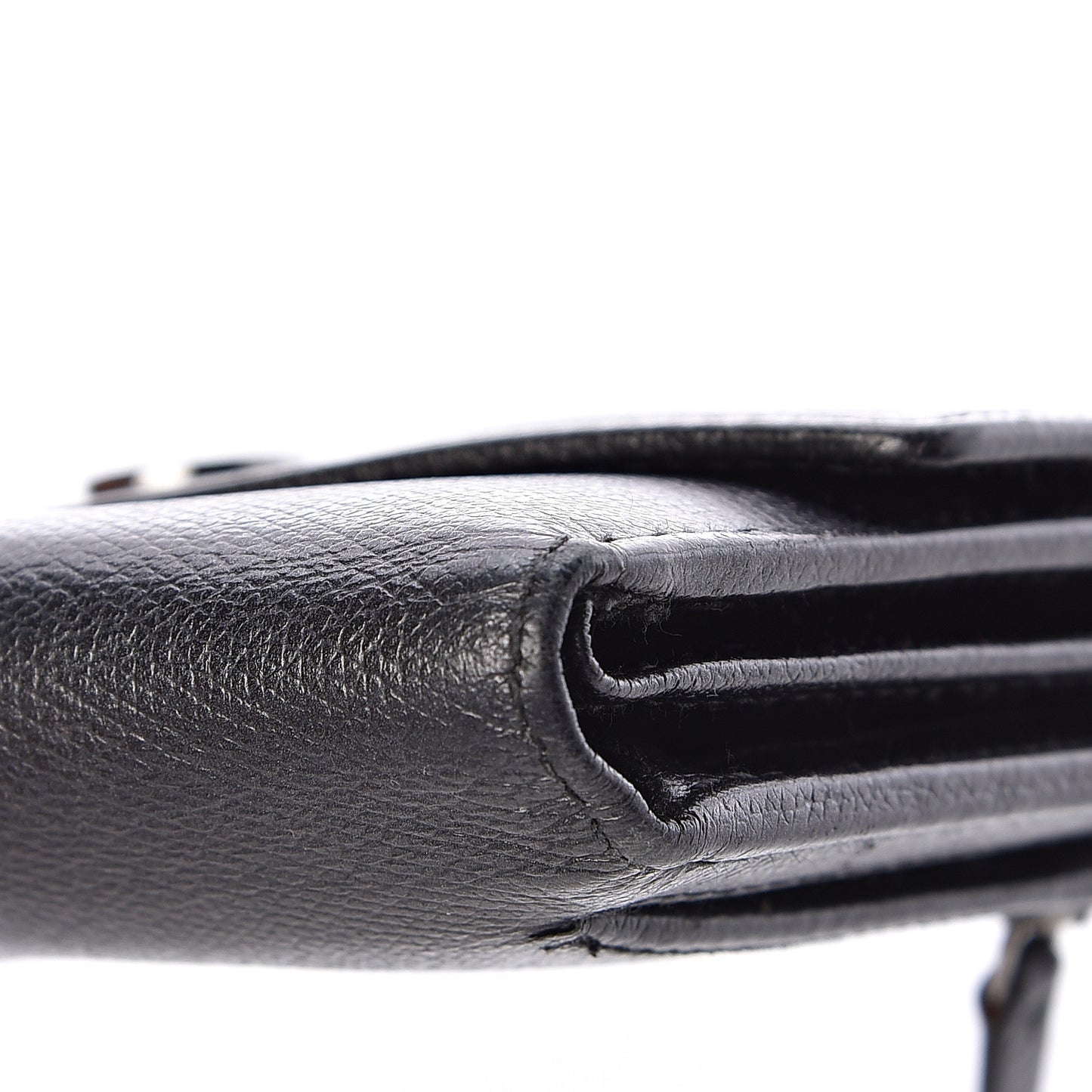 Grained Calfskin CC Button Flap Wallet Black