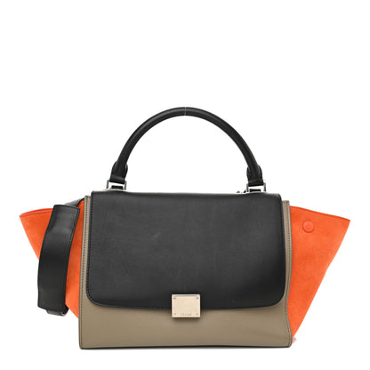 Celine Smooth Calfskin Suede Medium Tri-Color Trapeze Orange 1 of 7