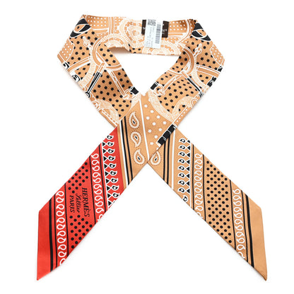 Hermes Silk Eperon d'Or Bandana Twilly Beige Dore Rouge 1 of 3