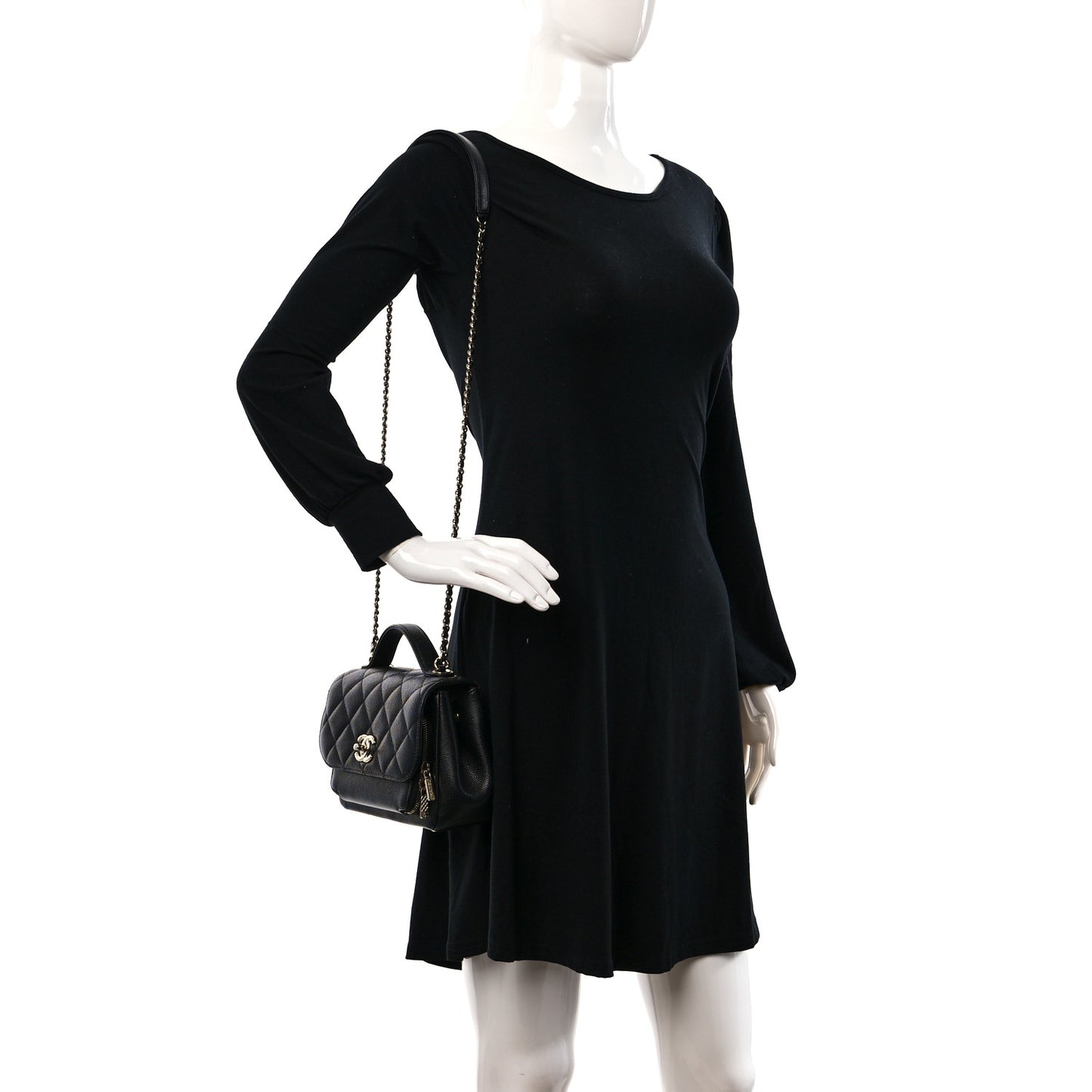 Caviar Quilted Small Business Affinity Flap Black