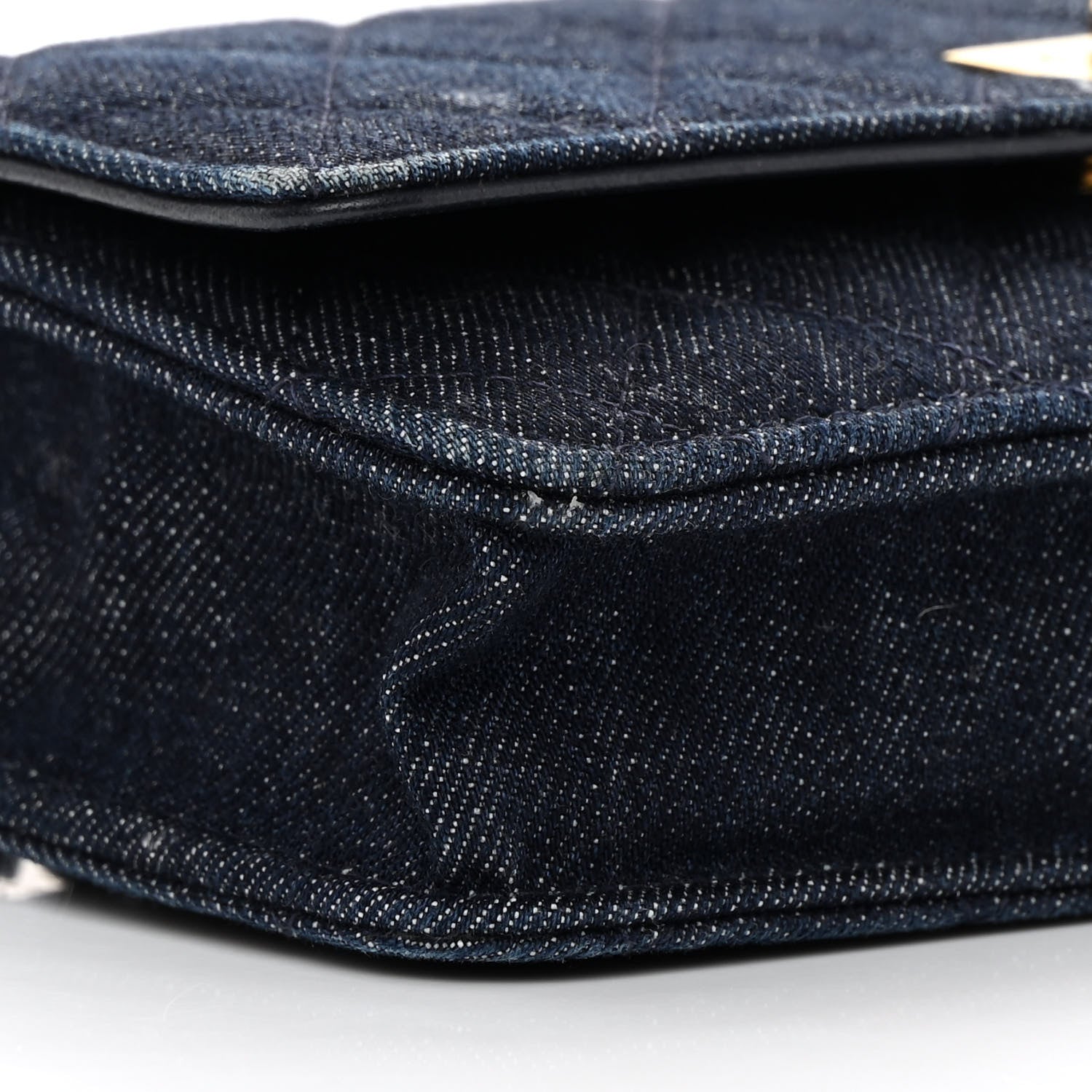 Chanel Denim Quilted Reissue Wallet On Chain WOC Blue 10 of 17