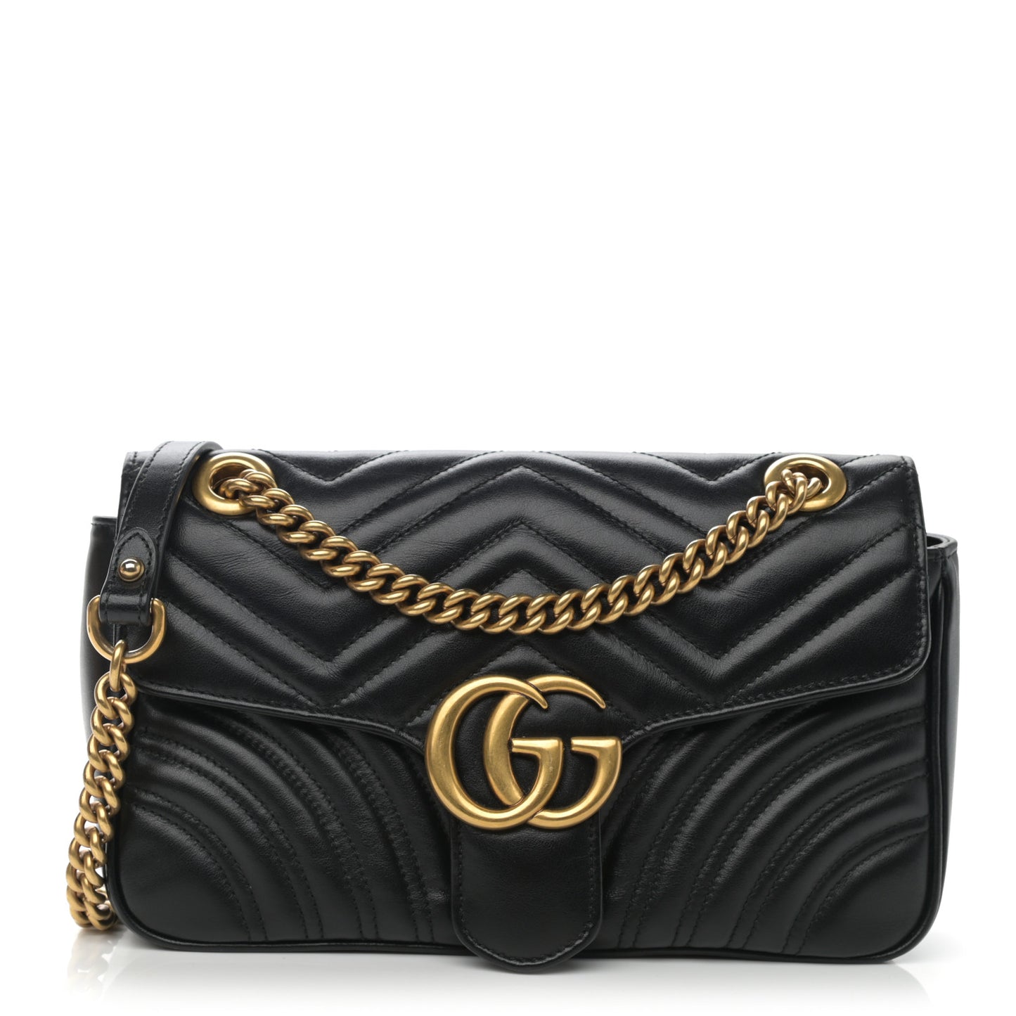 Calfskin Matelasse Small GG Marmont Shoulder Bag Black