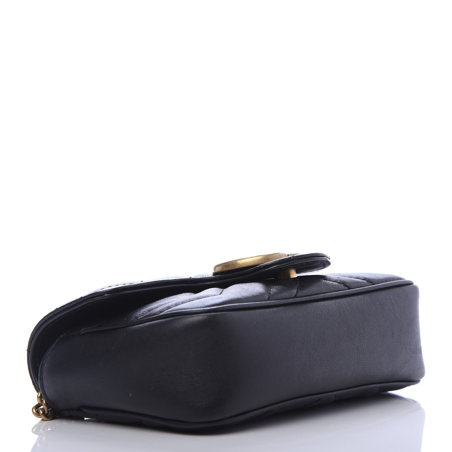 Gucci Calfskin Matelasse Super Mini GG Marmont Shoulder Bag Black 4 of 11