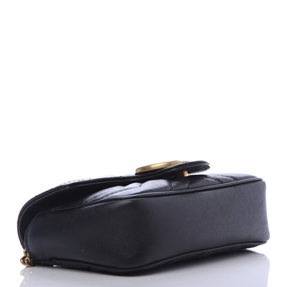 Gucci Calfskin Matelasse Super Mini GG Marmont Shoulder Bag Black 4 of 11