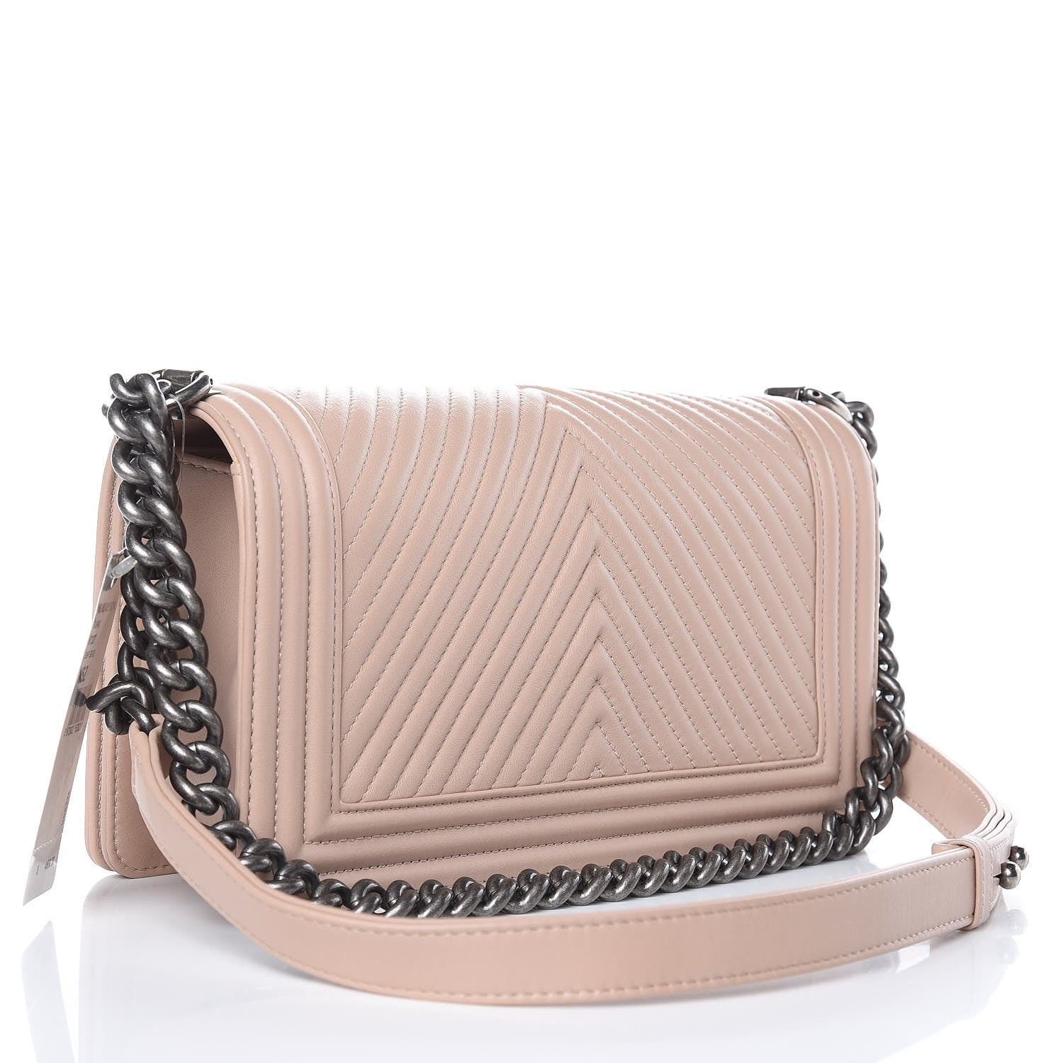 Chanel Calfskin Chevron Quilted Medium Boy Flap Light Beige 3 of 10