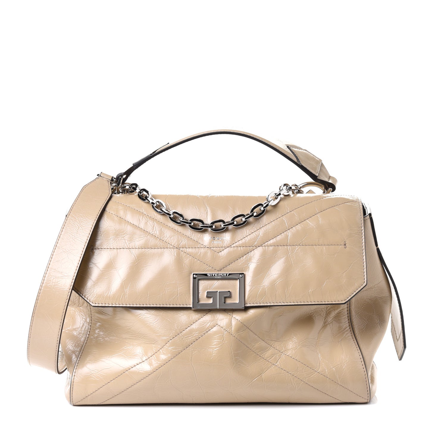 Creased Patent Calfskin Medium ID Flap Dune
