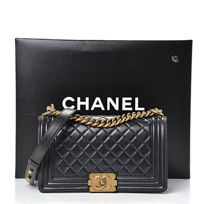 Chanel Lambskin Quilted Medium Boy Flap Black 14 of 14