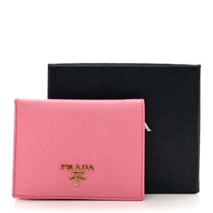 Prada Saffiano Metal Compact Snap Bi-Fold Wallet Petalo 9 of 9