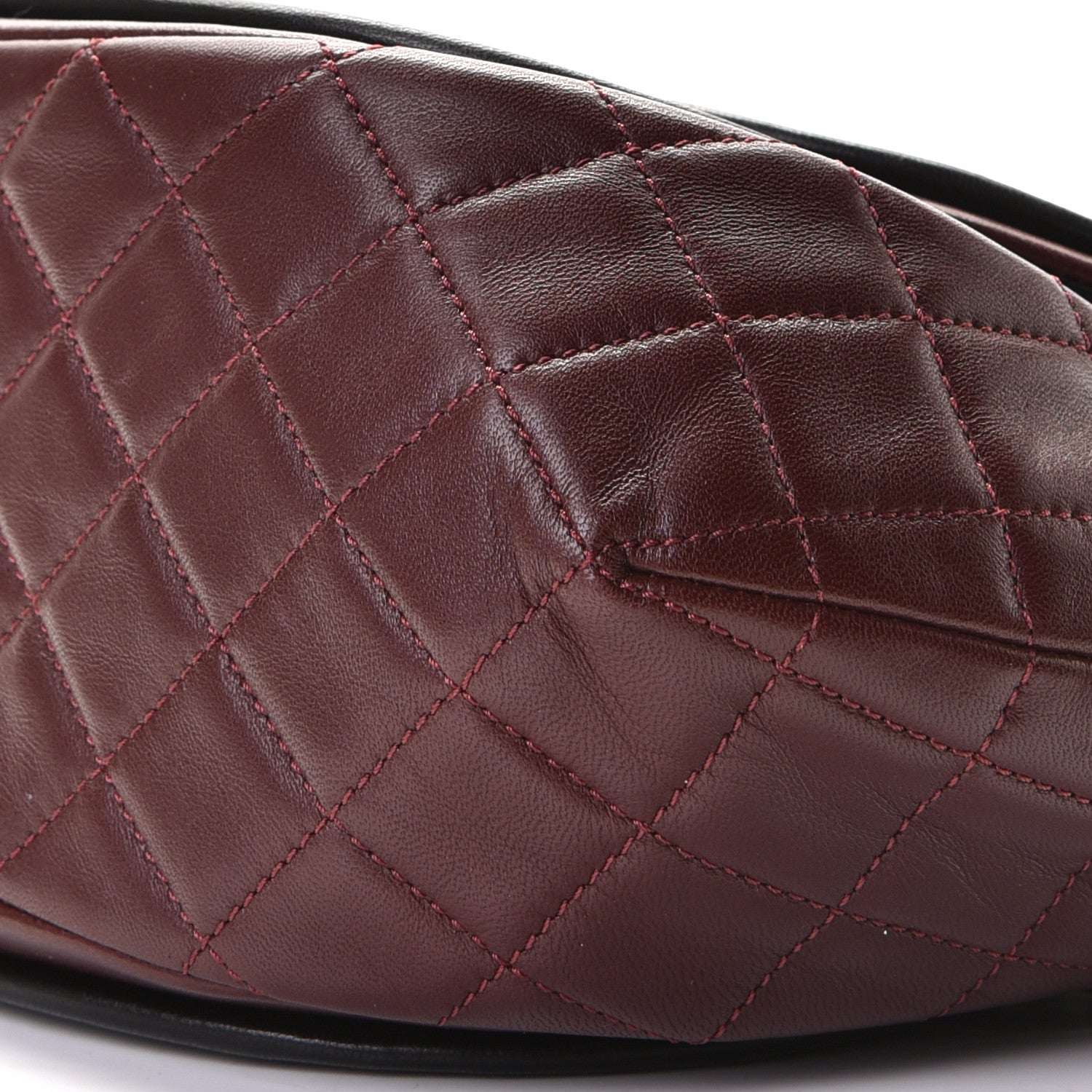 Chanel Lambskin Quilted Large Classic Twist Crescent Flap Black Burgundy 5 of 7