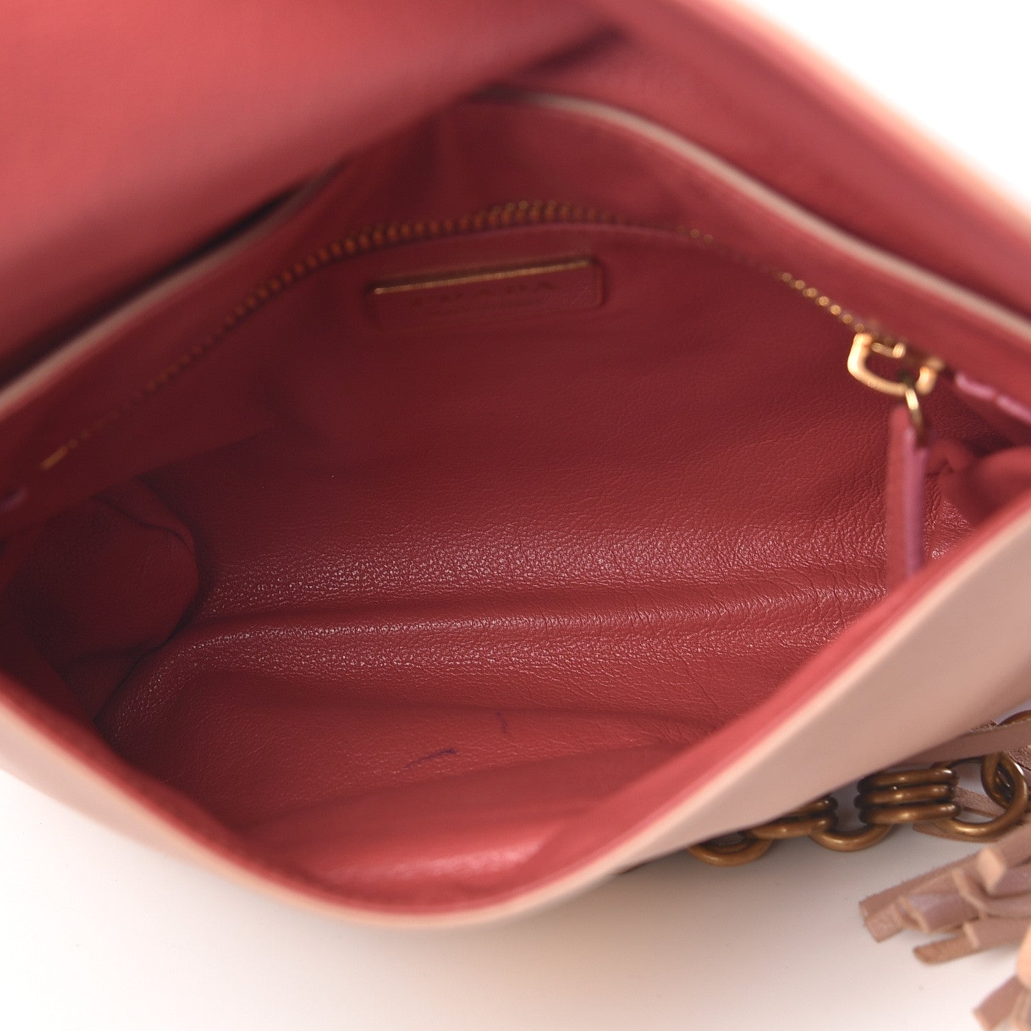 Prada Soft Calfskin Detachable Chain Tassel Clutch Pink 5 of 9