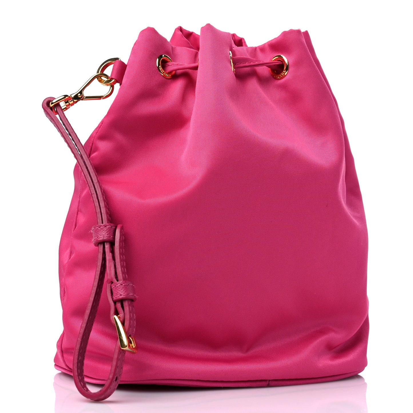 Saffiano Tessuto Nylon Vela Bucket Wristlet Ibisco