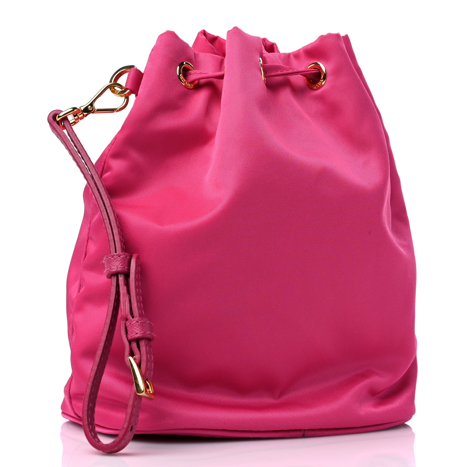 Prada Saffiano Tessuto Nylon Vela Bucket Wristlet Ibisco 3 of 9