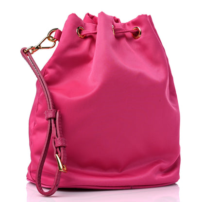 Prada Saffiano Tessuto Nylon Vela Bucket Wristlet Ibisco 3 of 9