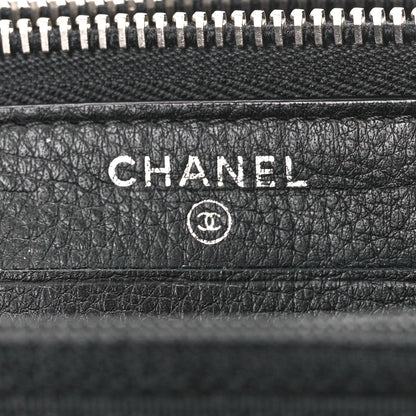 Chanel Lambskin Quilted Crystal Medium Gusset Double Zip Around Wallet Black 8 of 11