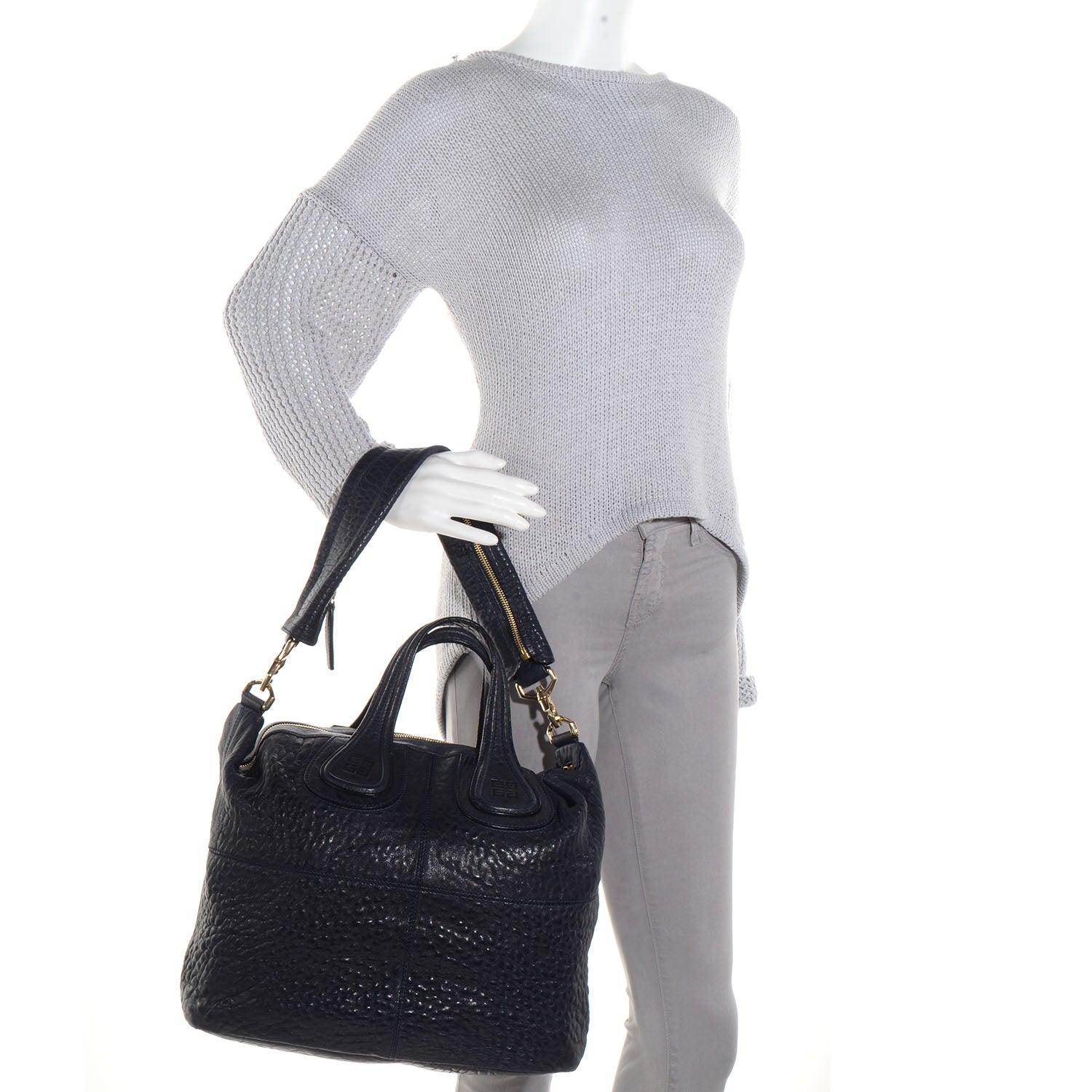 Givenchy Pebbled Calfskin Medium Nightingale Navy 2 of 11