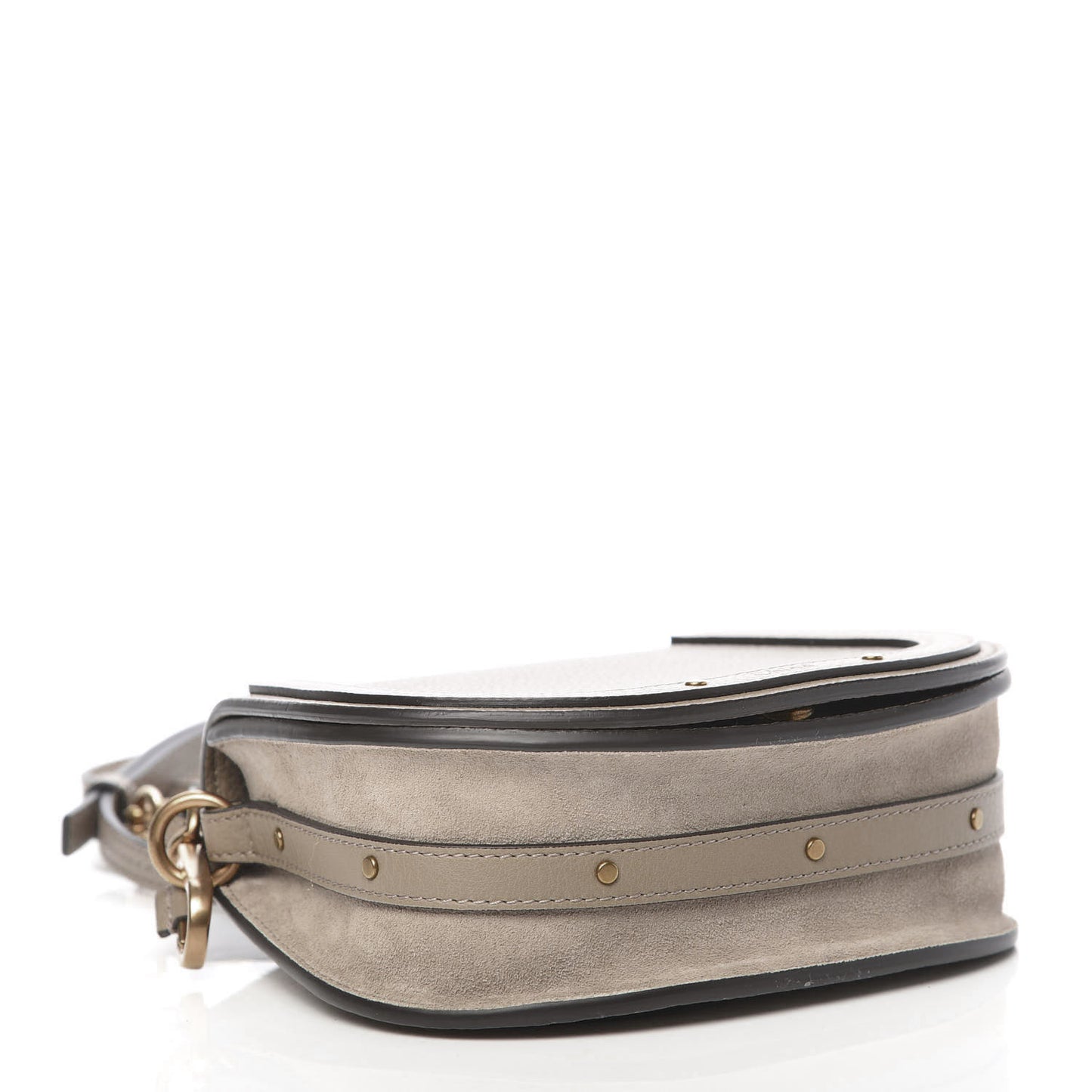 Calfskin Suede Small Nile Bracelet Bag Motty Grey