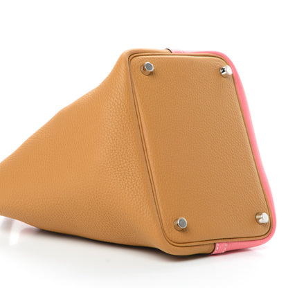 Hermes Taurillon Clemence Casaque Picotin Lock 18 PM Rose Azalee Sesame 9 of 11