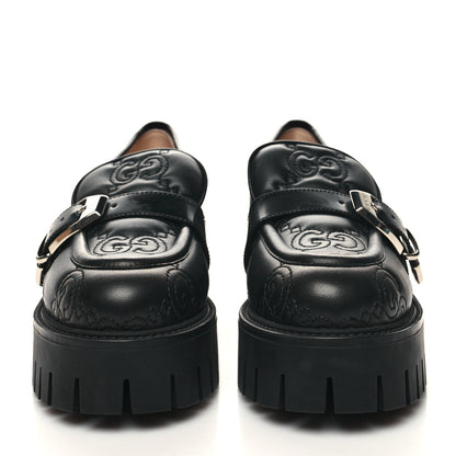Gucci Nappa Cordovan Lux GG Matelasse Buckled Platform Lug Sole 60mm Loafers 38 Black 2 of 9