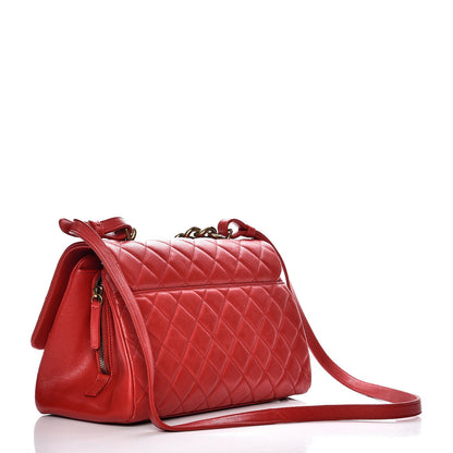 Chanel Shiny Sheepskin Quilted Large Trapezio Flap Red 3 of 7