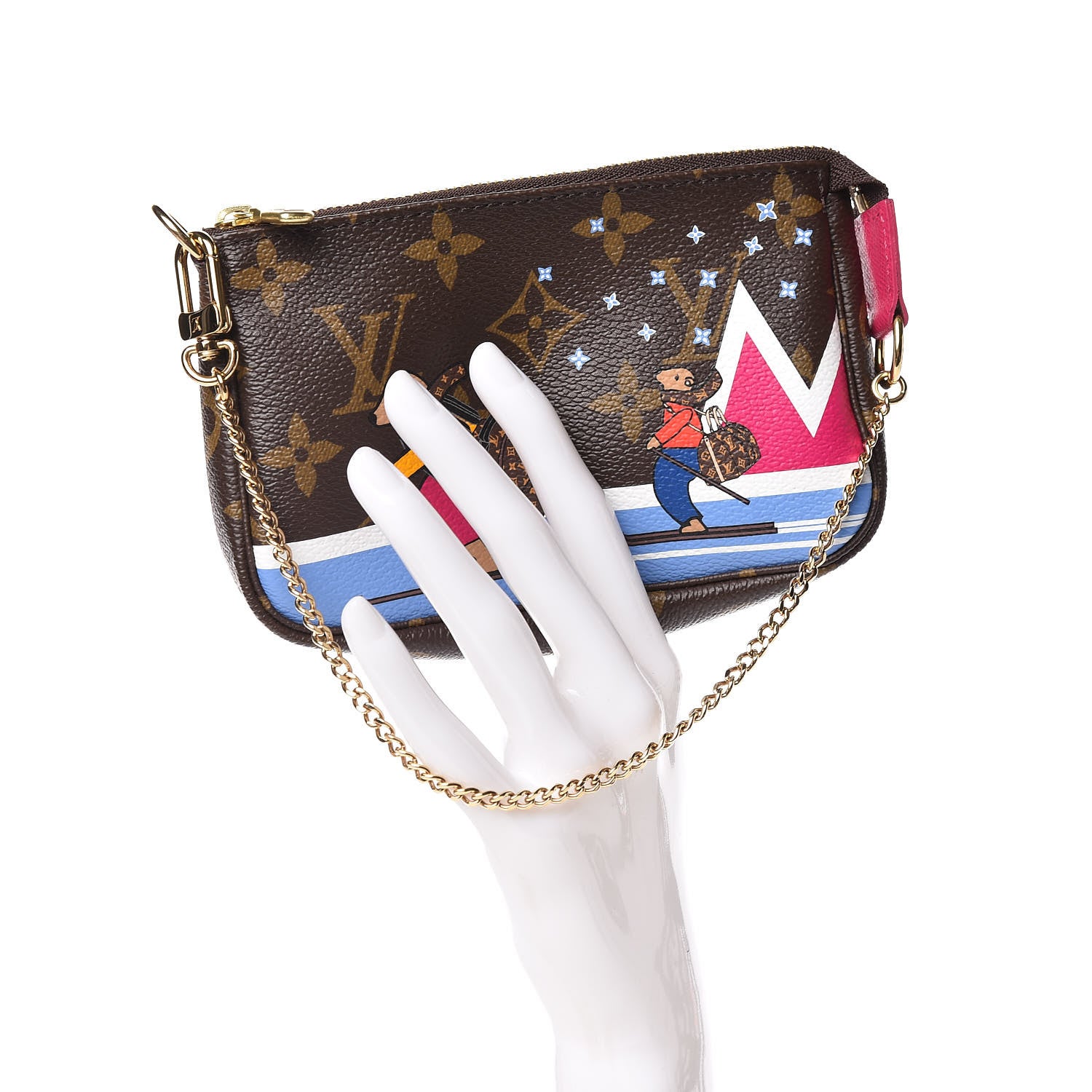 Louis Vuitton Monogram 2018 Christmas Animation Mini Bears Pochette Accessories 2 of 9