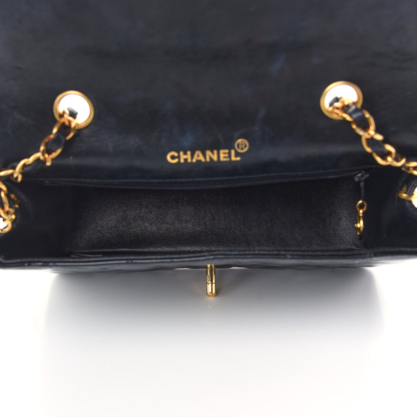 Patent Quilted Small Single Flap Bag Black