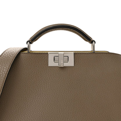 Fendi Cuoio Romano Vitello Cover Glazed Fabric Bi-Color FF 1974 Mini Peekaboo I SEE U Satchel Tartufo Banana Tobacco Moro 8 of 10