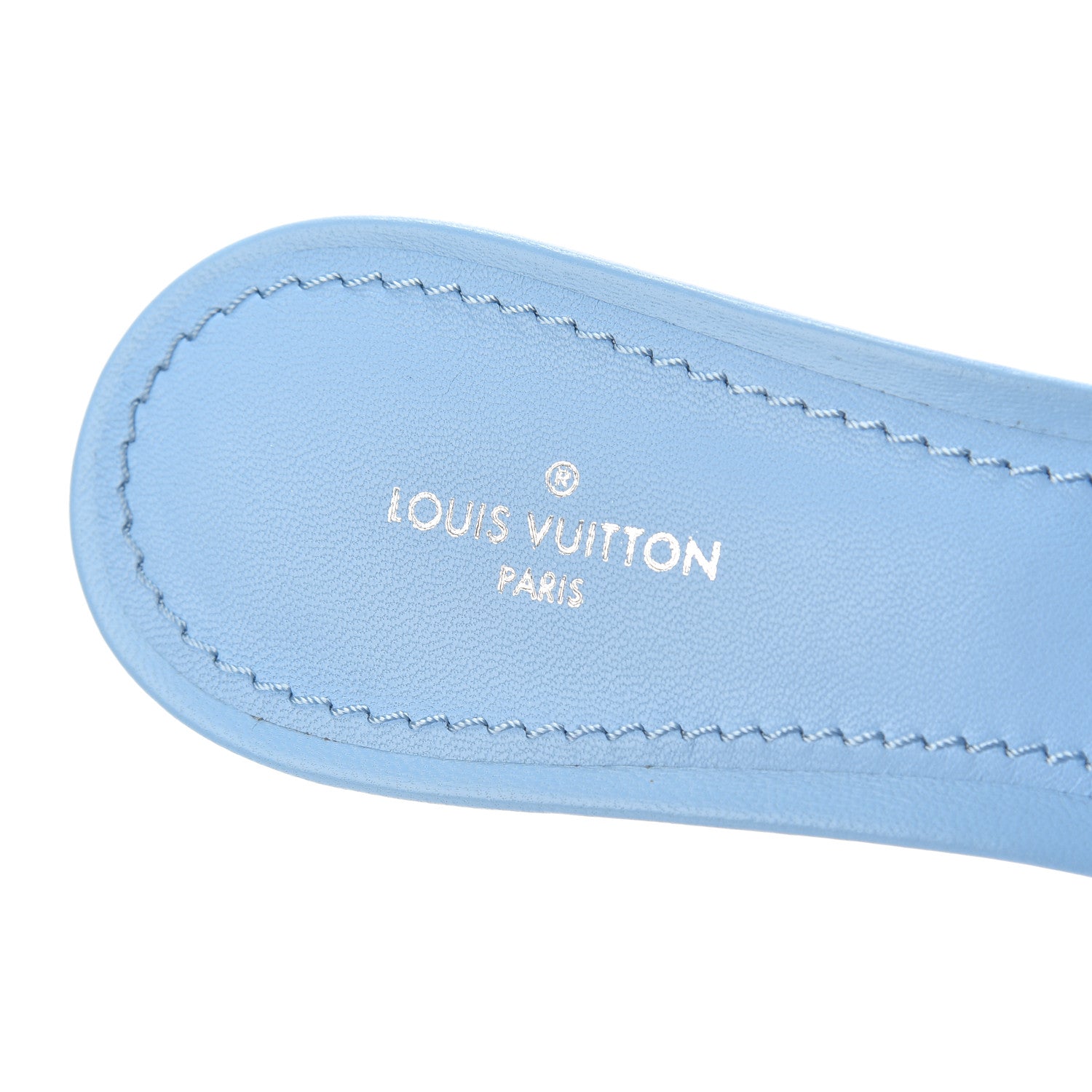 Louis Vuitton Lambskin Embossed Monogram Revival Mid Heel Mules 39 Blue 6 of 9