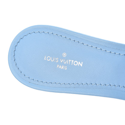 Louis Vuitton Lambskin Embossed Monogram Revival Mid Heel Mules 39 Blue 6 of 9