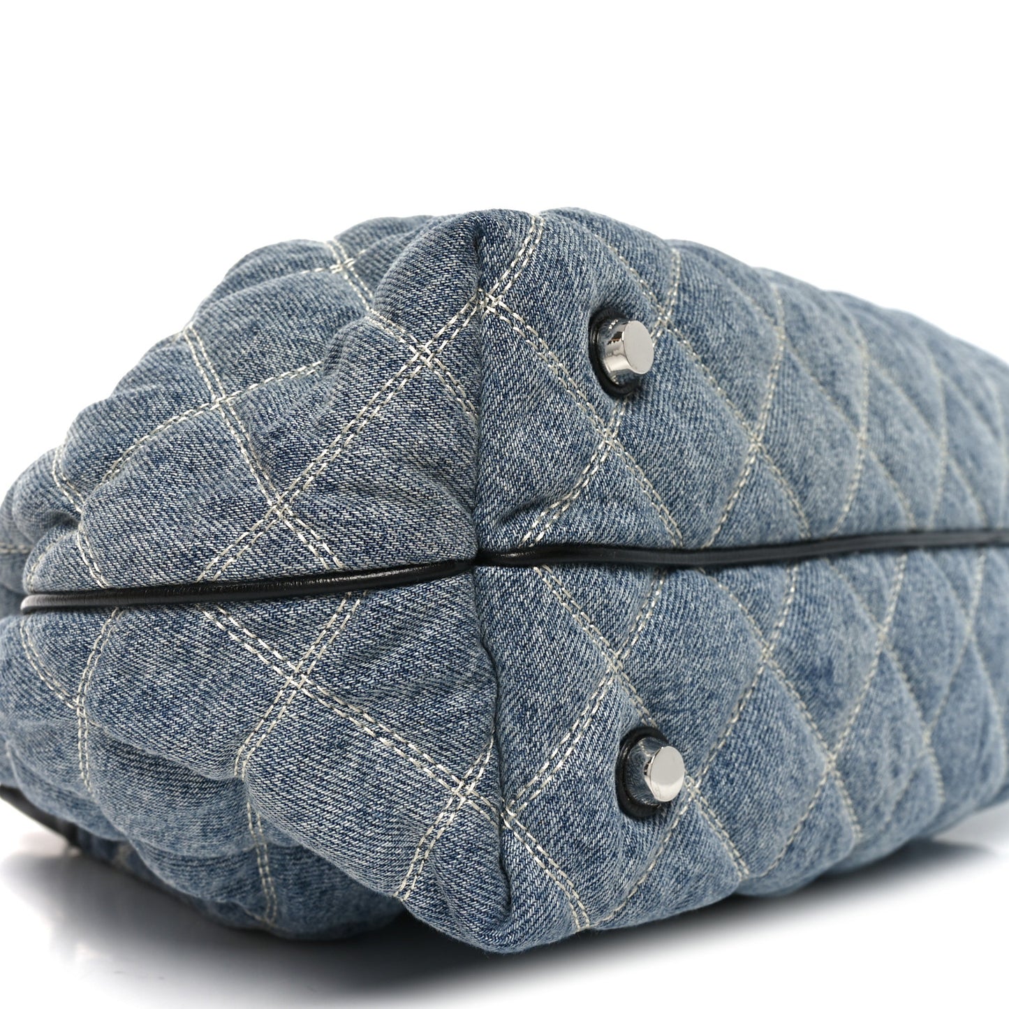 Denim Quilted Chain Large The Sack Bag Light Wash Indigo
