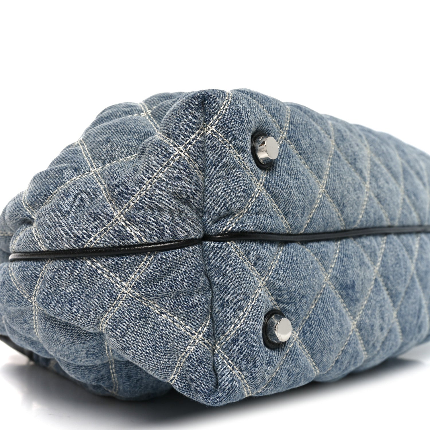 Marc Jacobs Denim Quilted Chain Large The Sack Bag Light Wash Indigo 8 of 9