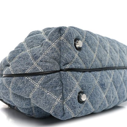 Marc Jacobs Denim Quilted Chain Large The Sack Bag Light Wash Indigo 8 of 9