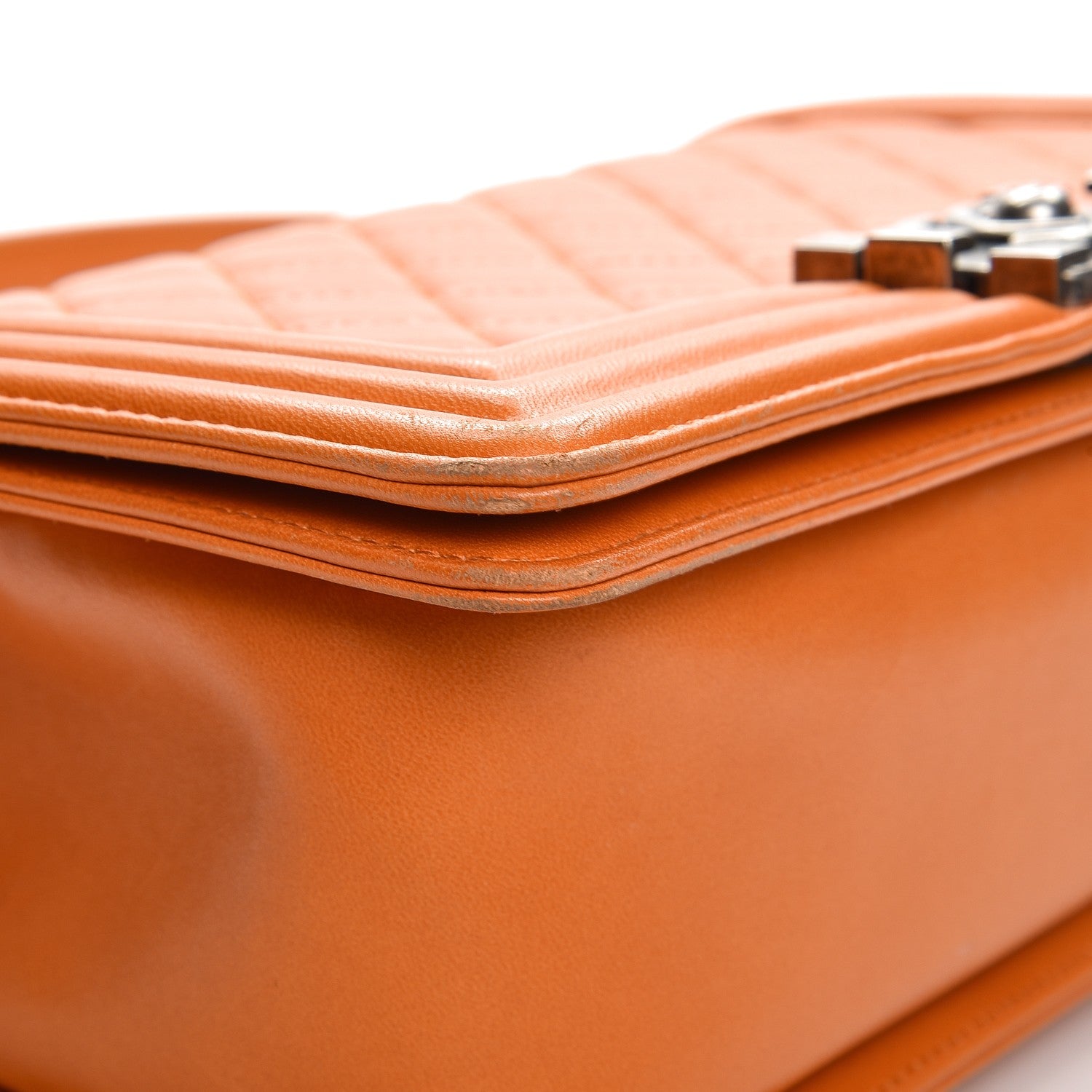 Chanel Lambskin Quilted Medium Boy Flap Orange 10 of 13