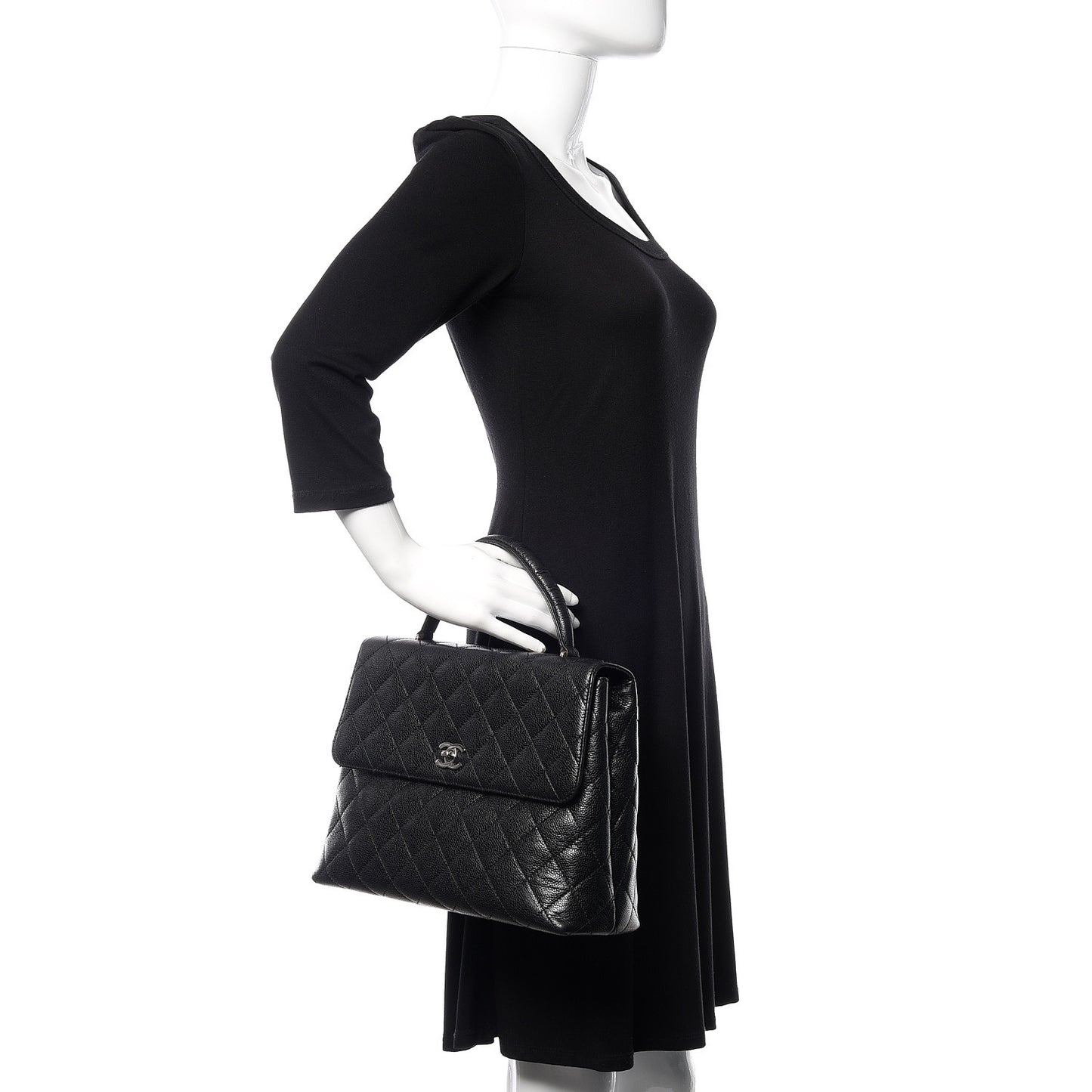 Caviar Quilted Jumbo Kelly Flap Black