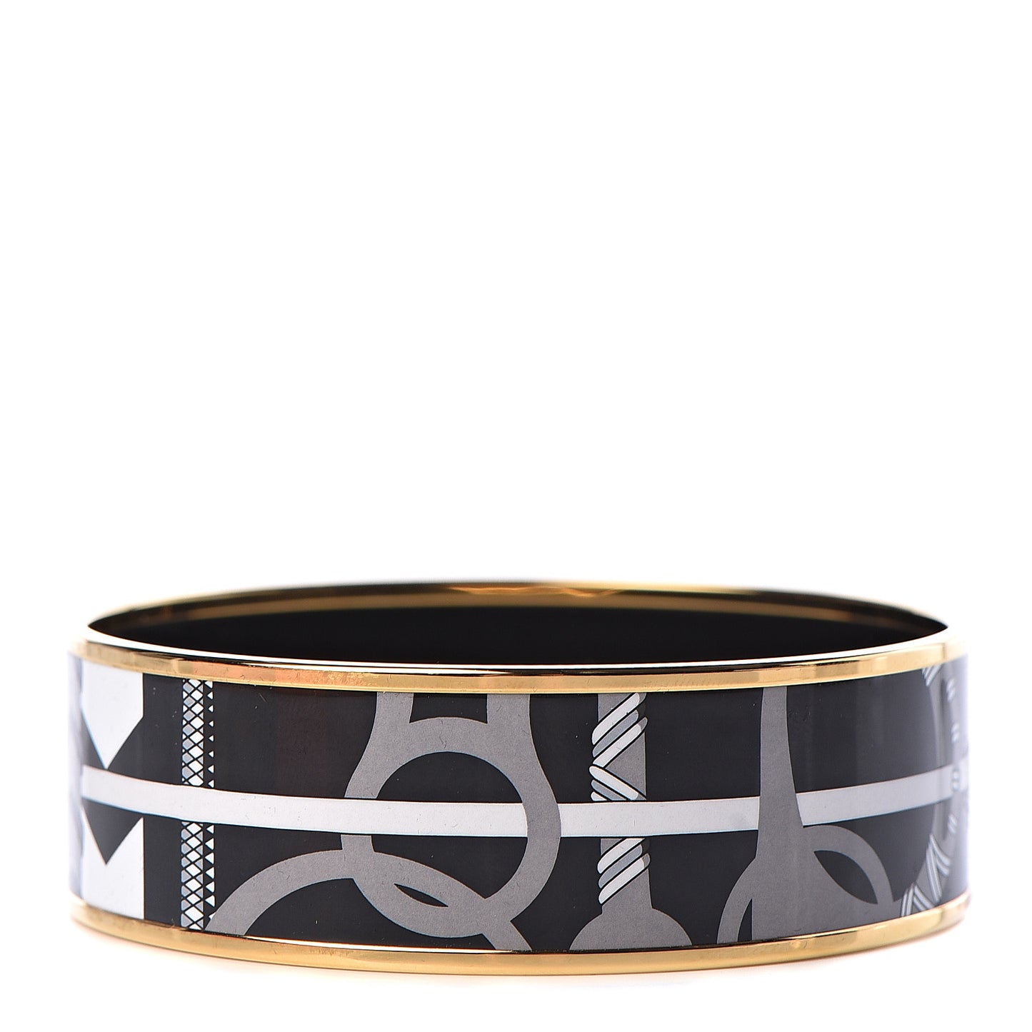 Enamel Printed Wide Panoplie Equestre Bracelet 70 Faux Gris