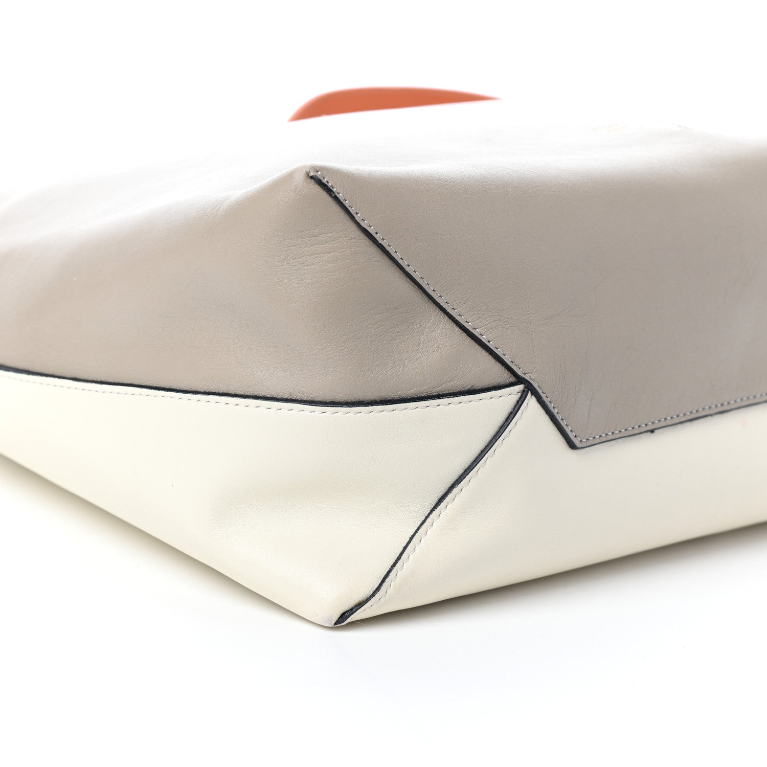 Celine Shiny Smooth Calfskin Zipped Twisted Cabas Beige White 8 of 9