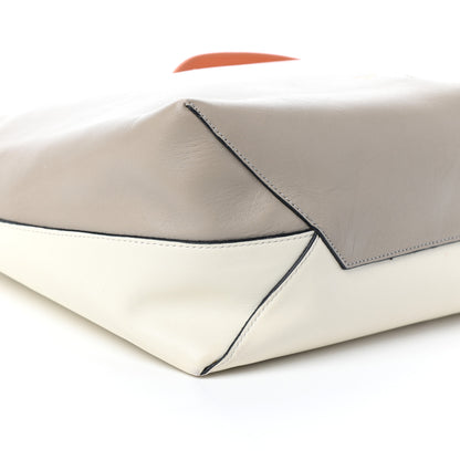 Celine Shiny Smooth Calfskin Zipped Twisted Cabas Beige White 8 of 9