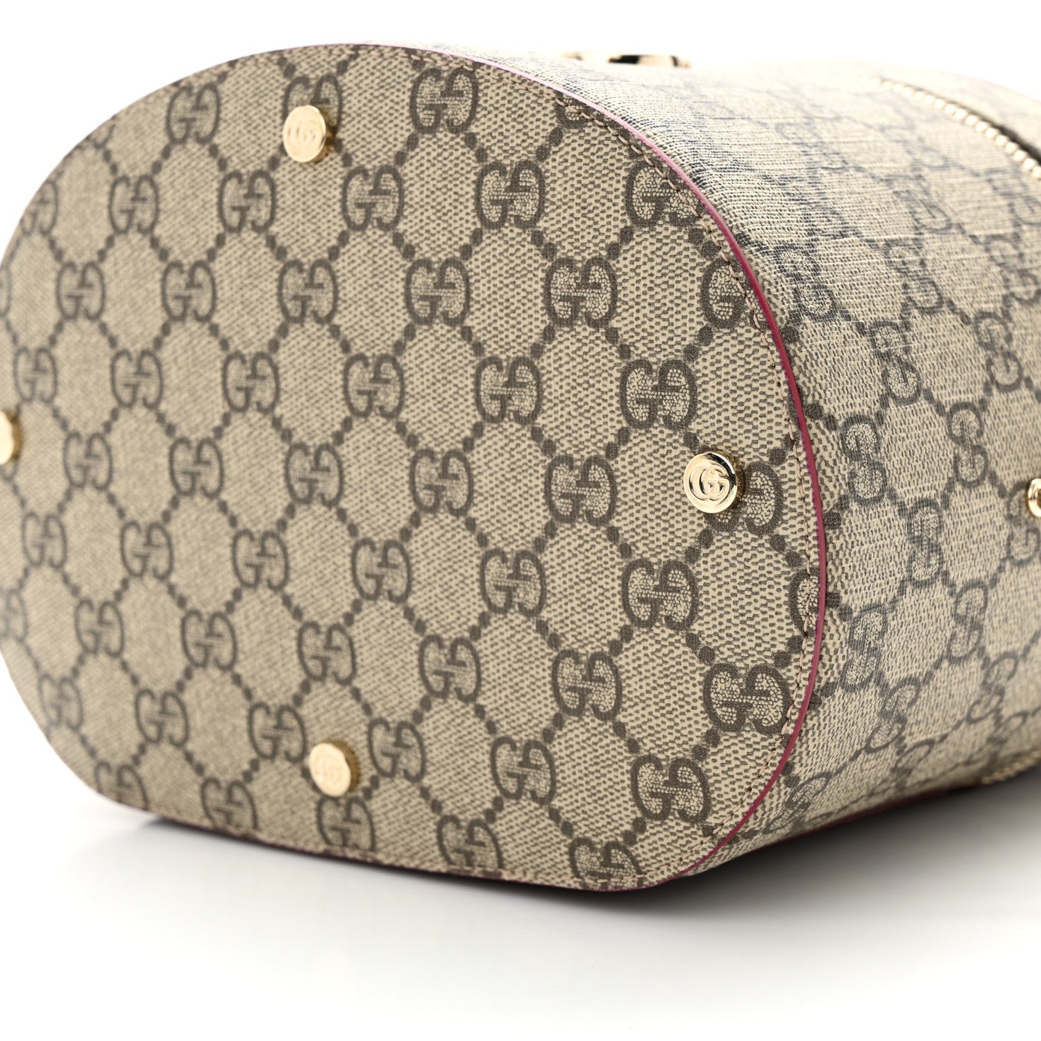 Gucci GG Supreme Monogram Ancora Calfskin Vanity Cosmetic Case Beige Ebony Rosso 9 of 9