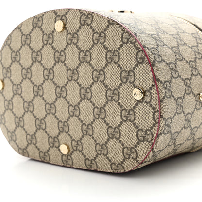Gucci GG Supreme Monogram Ancora Calfskin Vanity Cosmetic Case Beige Ebony Rosso 9 of 9