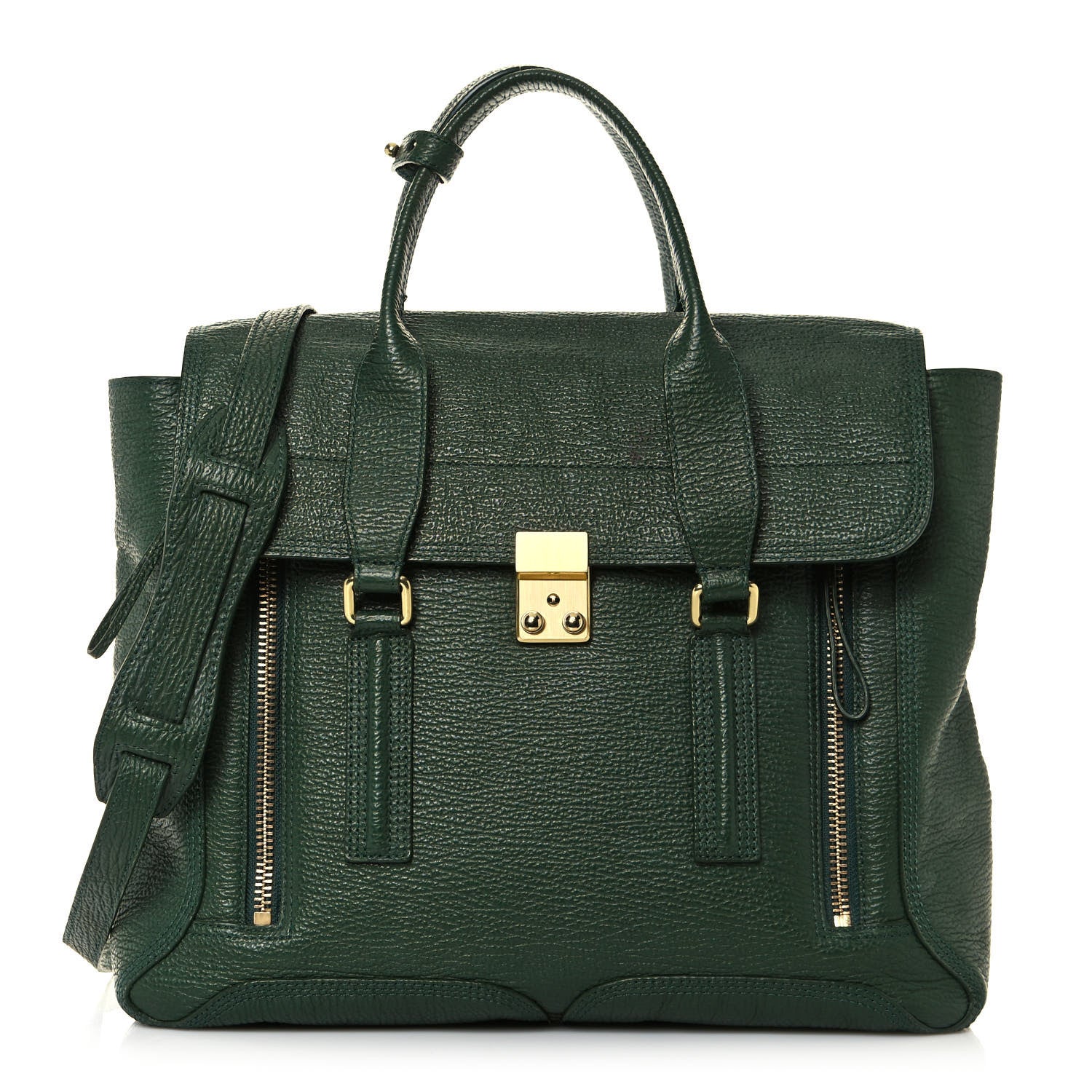 3.1 Phillip Lim Textured Calfskin Large Pashli Satchel Jade 1 of 15