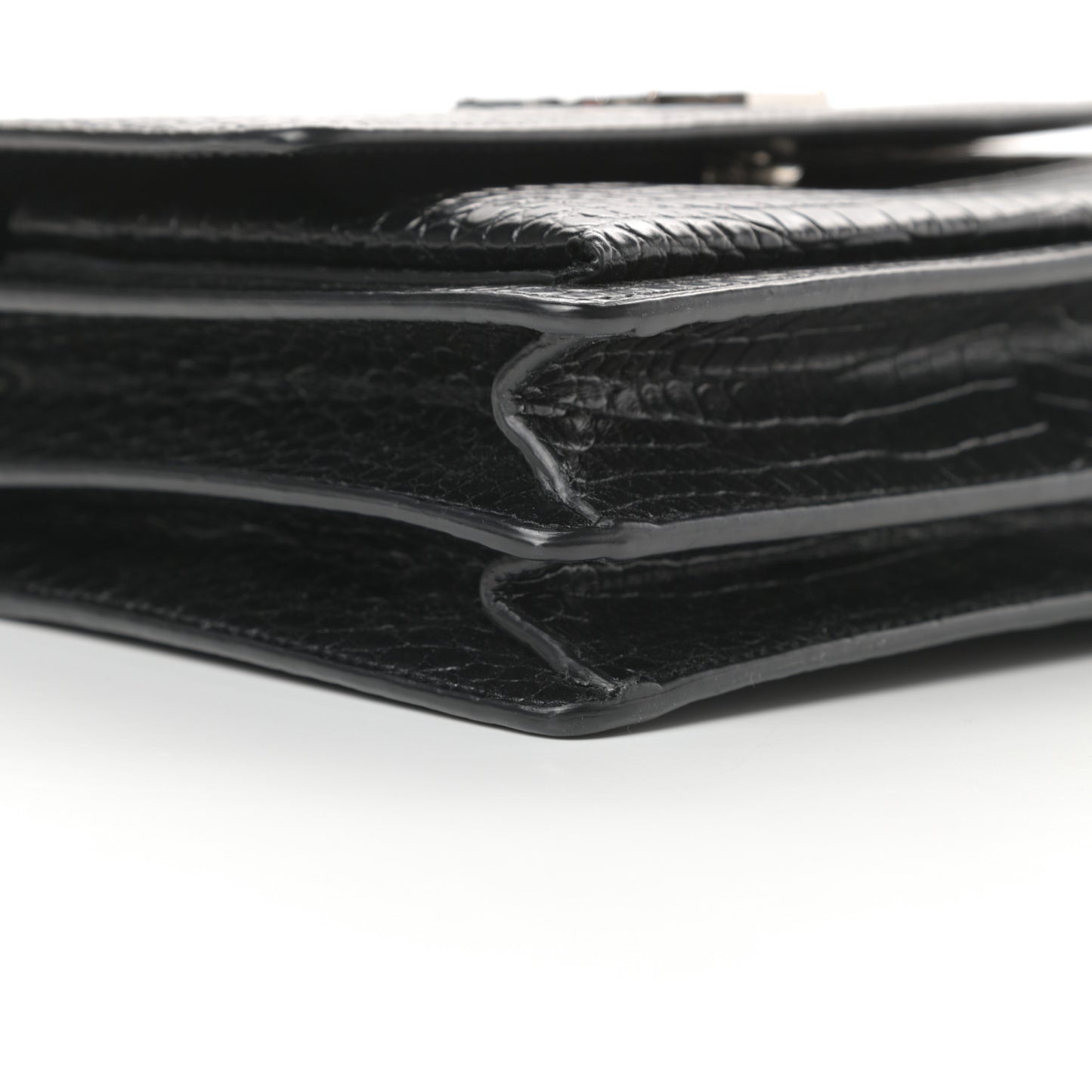 Calfskin Crocodile Embossed Medium Monogram Sunset Black