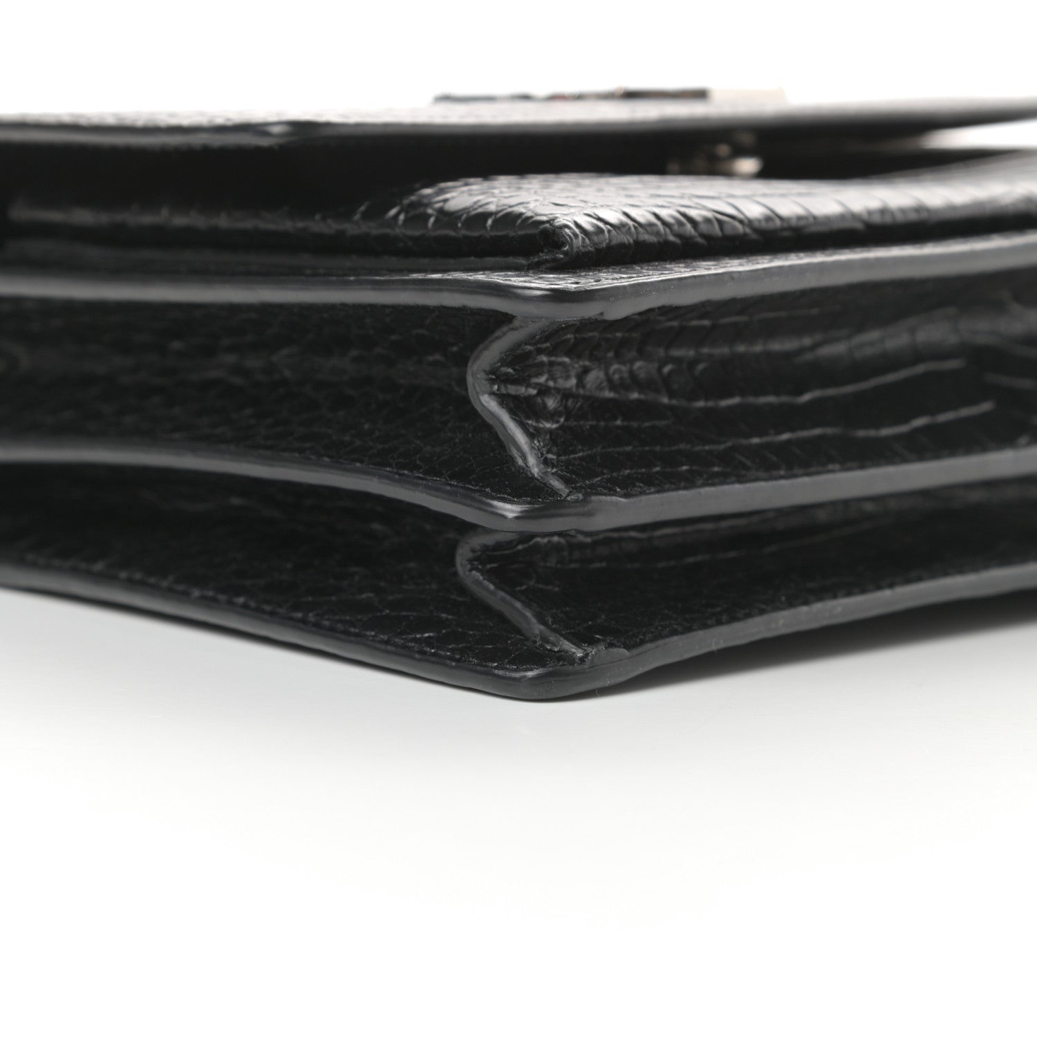 Saint Laurent Calfskin Crocodile Embossed Medium Monogram Sunset Black 9 of 10