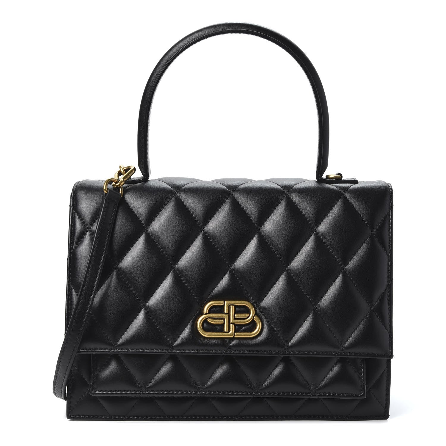 Balenciaga Nappa Calfskin Quilted Medium Sharp Top Handle Bag Black 1 of 8