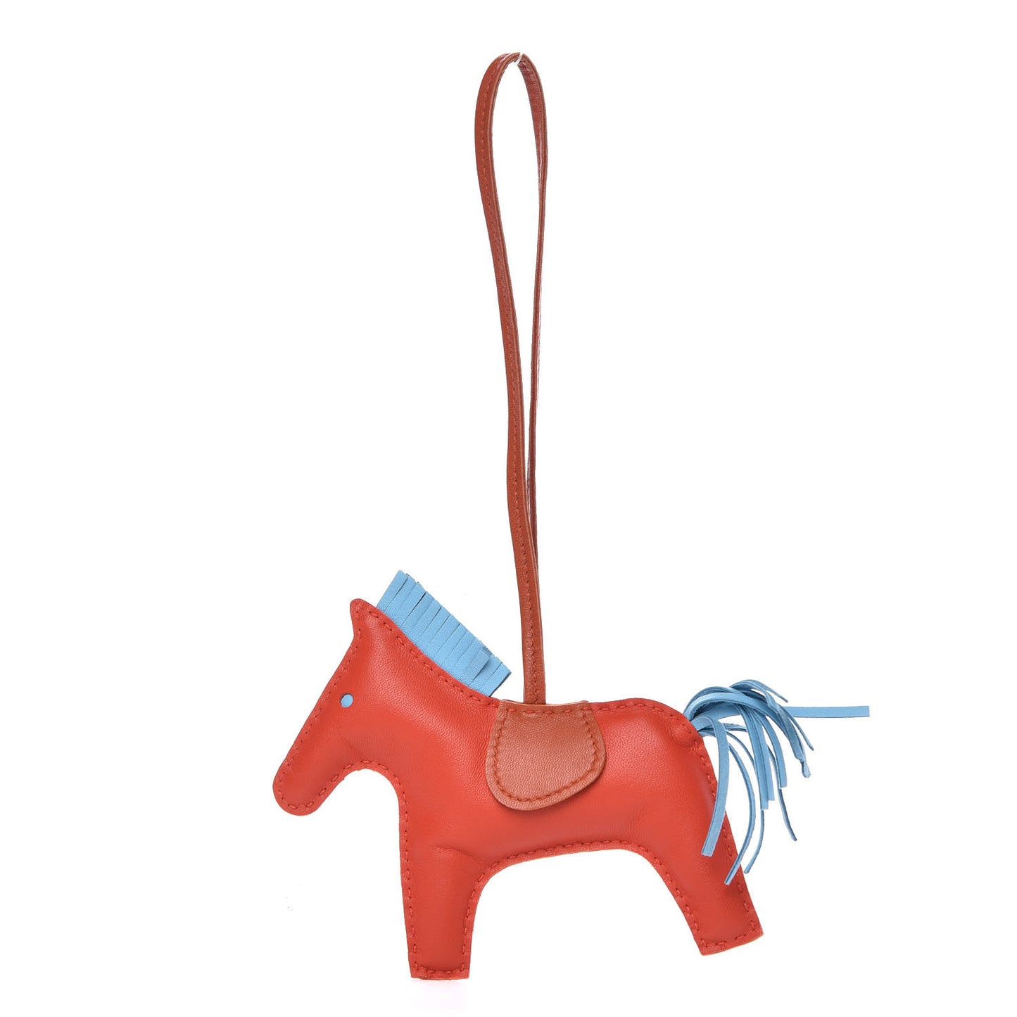 Milo Lambskin Grigri Rodeo Horse Bag Charm GM Capucine Celeste Cornaline