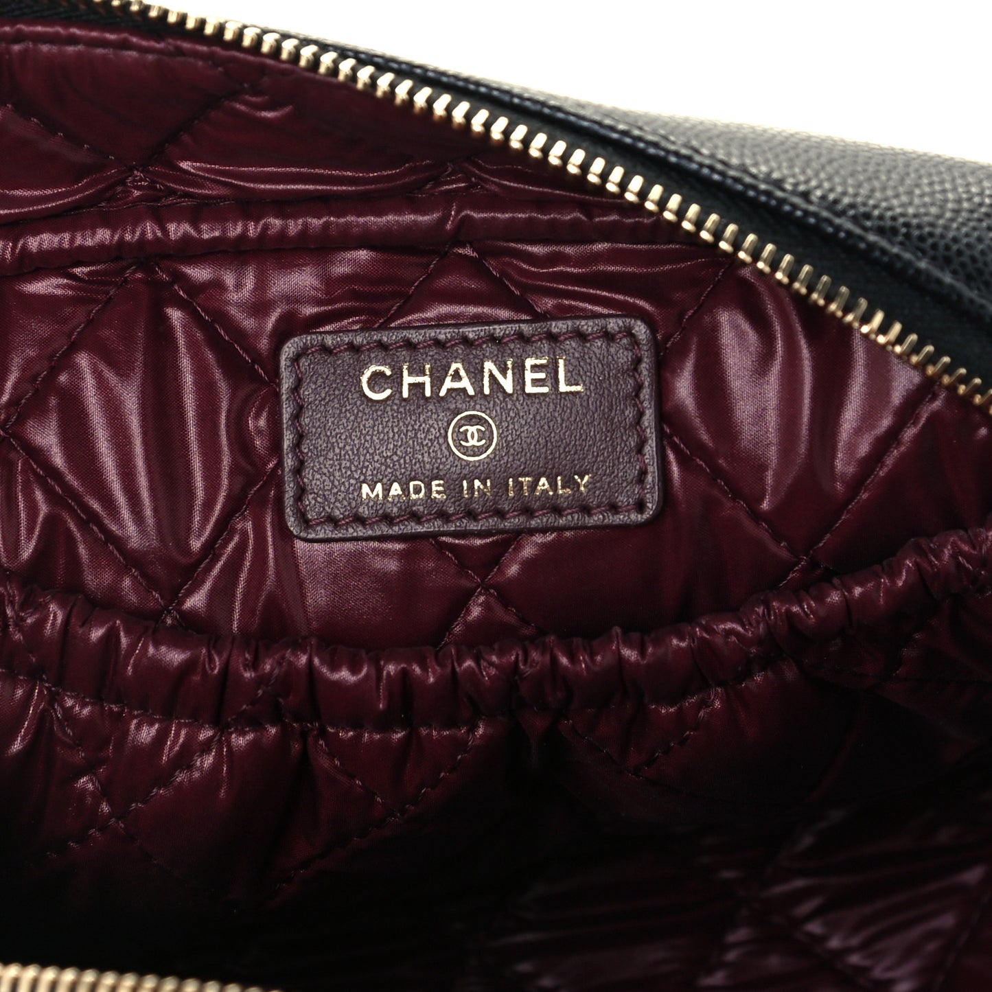 Caviar Quilted Curvy Pouch Cosmetic Case Black