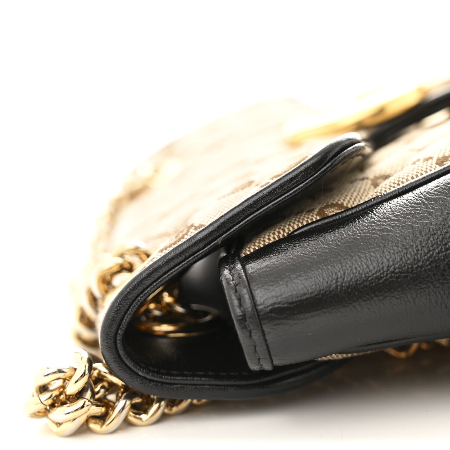 Gucci Monogram Matelasse Diagonal Mini GG Marmont Shoulder Bag Beige Black 14 of 15